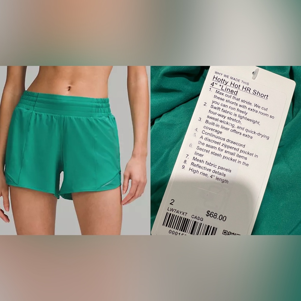 NWT Lululemon Hotty Hot High-Rise Lined Short 4" CASG